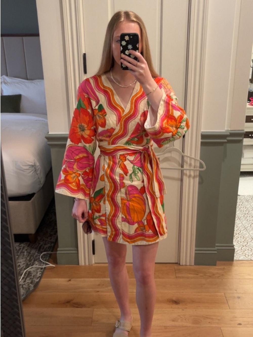 FARM Rio Pink Orange Floral Mini Dress - Picture 5 of 12